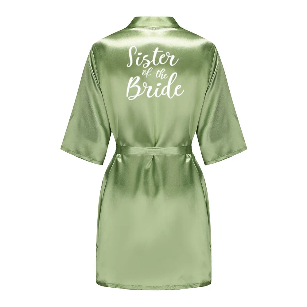 Plus Size Satin Silk Robe for Women - Wedding Bride Bridesmaid Bathrobe Sleepwear in Sage Green