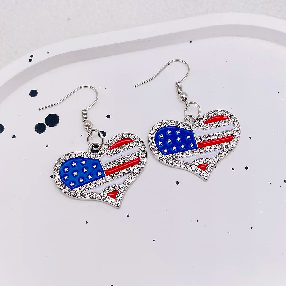 USA Flag Hat Wing Charms Earrings - Patriotic 4th of July Rainbow Flag Dangle Jewelry for Women & Girls