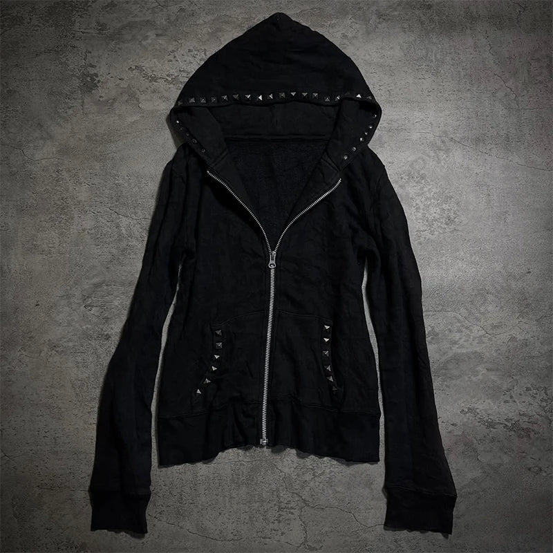 Women’s 2025 Gothic Aesthetic Fur Collar Hoodie Cardigan – Slim Fit Autumn Winter Harajuku Sweatshirt