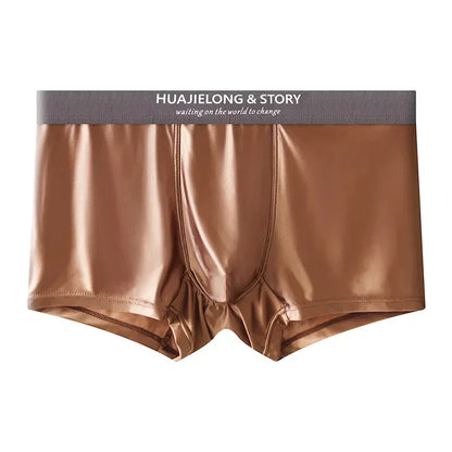 Men’s Ice Silk Boxer Shorts – Breathable Satin-Like Mesh Summer Underwear, Skin-Friendly Comfort Fit (1–3 Pack)