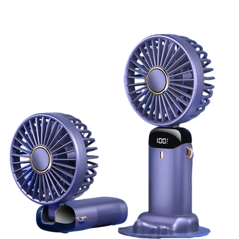 Digital Display USB Handheld Mini Fan – Portable Foldable Silent Fan for Office, Students, Desktop with Multi-Speed Adjustment