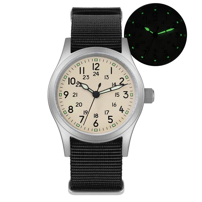 Militado ML05 Vintage Quartz Watch 38mm with VH31 Movement, Domed Sapphire Crystal, AR Coating & Luminous Dial