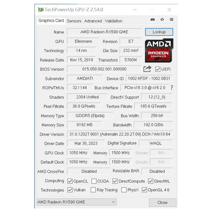 MAXSUN AMD RX 590 8GB Graphics Card – GDDR5, 256Bit, PCIe 3.0 ×16, 8Pin Radeon GPU for Gaming