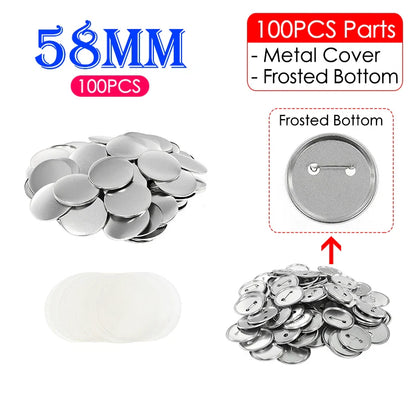 25/32/37/44/58/75mm Badge Maker Molds - DIY Button Press Machine, Interchangeable Die Mould for Round Badge Punching