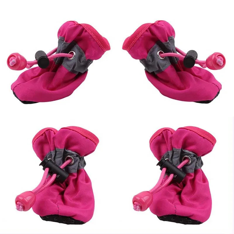 4Pcs Waterproof Dog Boots - Non-Slip Reflective Paw Protectors with Soft Breathable Lining