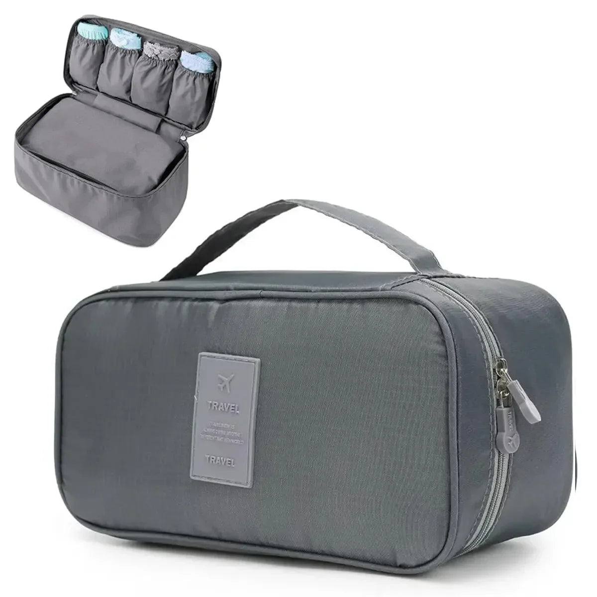 Portable Travel Organizer Bag - Multi-Function Bra Underwear Storage Case and Cosmetic Toiletry Pouch for Outdoor Trips