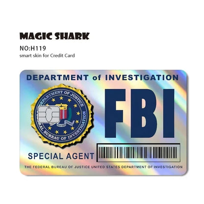 Magic Shark Holographic Laser Skin - Evil FBI Money Credit Bank Card Sticker Cover No Fade Protective Film