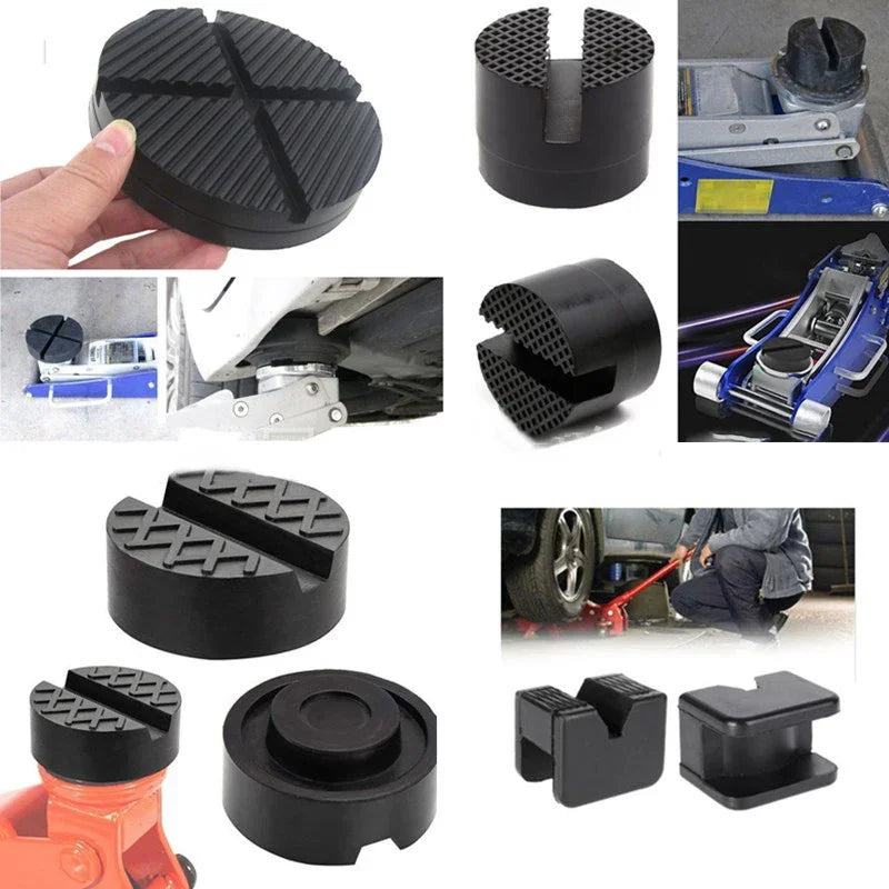 Car Lift Jack Stand Rubber Pads – Black Rubber Slotted Floor Jack Pad, Frame Rail Adapter, Universal Fit