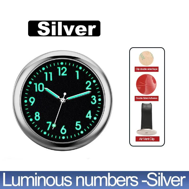 Luminous Stick-On Car Clock – Mini Quartz Digital Dashboard Watch, Glow-in-the-Dark Auto Interior Time Ornament & Car Accessory Gift