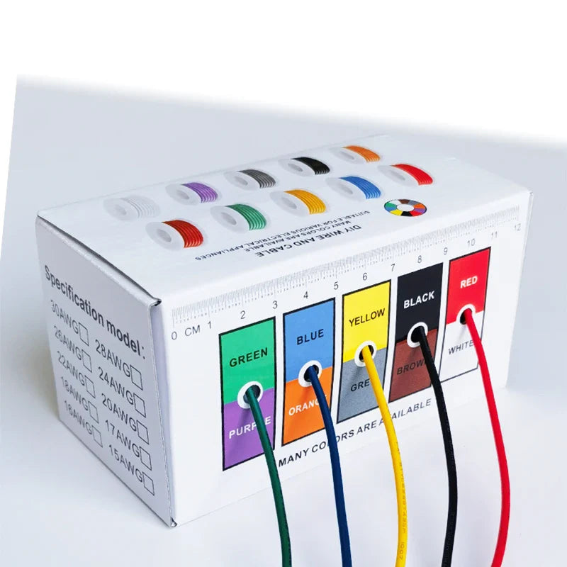 22AWG Flexible Silicone Wire – Stranded Tinned Copper, 5 Colors, 16.4ft/5m or 32.8ft/10m Each for Electrical DIY