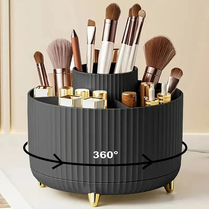360° Rotating Makeup Brush Holder - 5 Slot Cosmetic Organizer for Brushes, Skincare & Vanity Storage