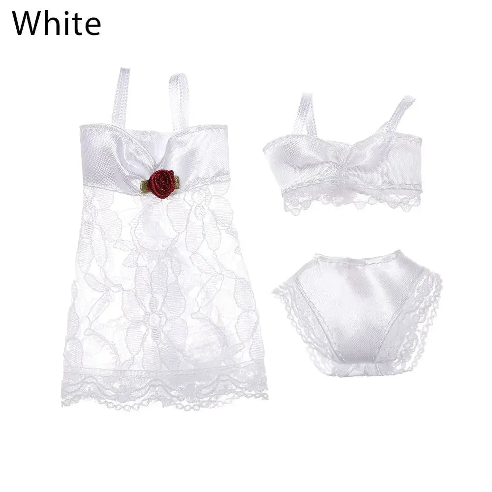 Soft Lace Underwear for 30cm Dolls – Bra & Briefs for Blythe 1/6 BJD Dolls, Dollhouse Kids Toy Clothing