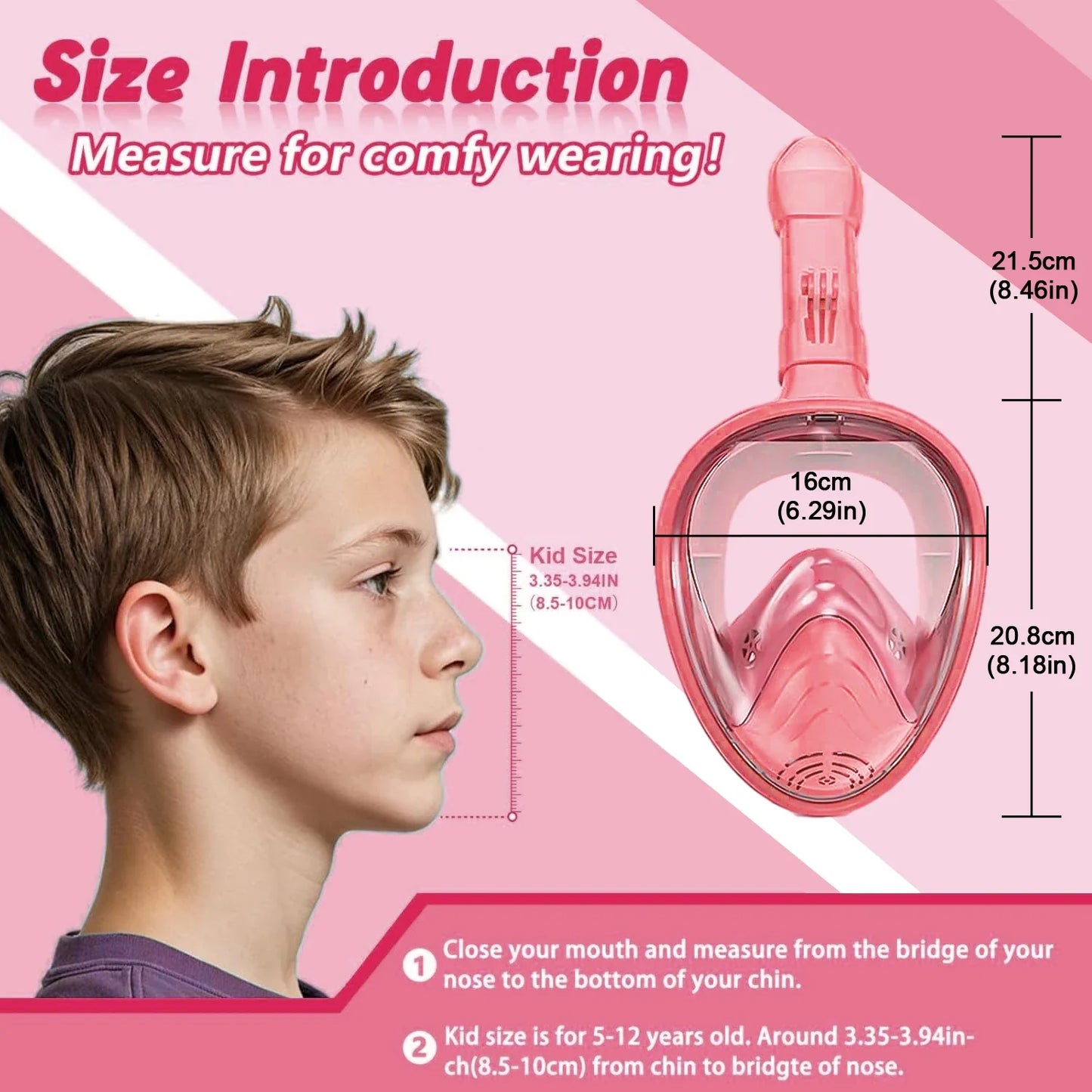 Foldable Full Face Snorkel Mask - 180° Panoramic Anti-Fog Diving Mask for Kids & Swimming