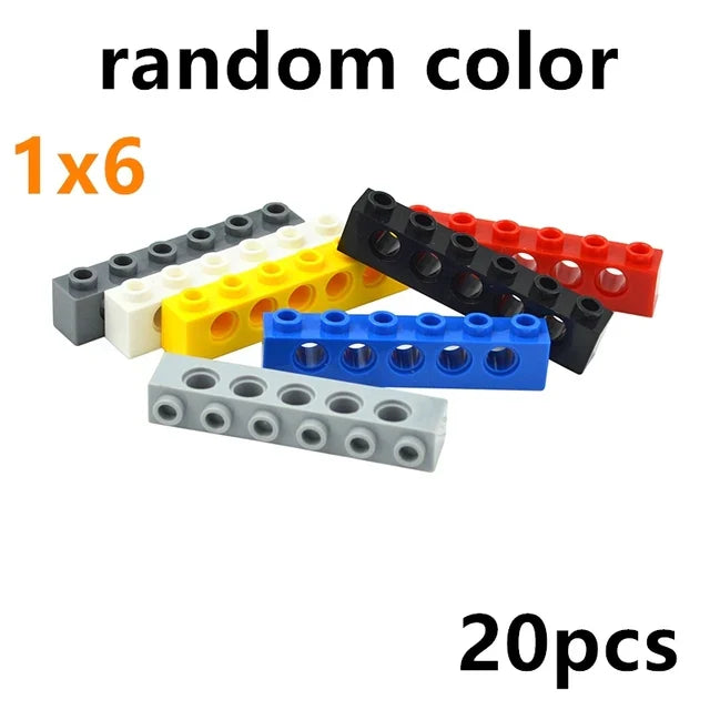 Technical Building Block Long Beam with Holes – Thick MOC Studded Bricks Compatible with 3703, 32018, 3895, 2730, 3894, 3701, 3700