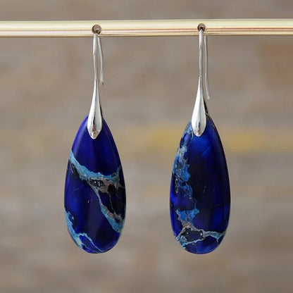 Bohemian Natural Stone Geometric Earrings - Luxury Emperor Stone Pendant Jewelry for Women