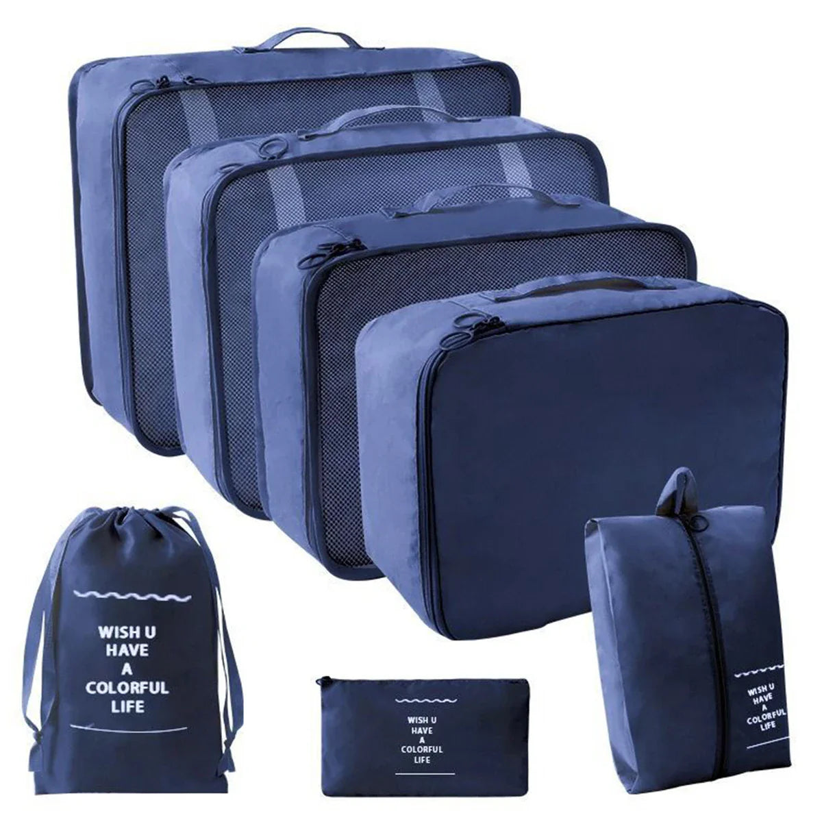 7-Pcs Travel Organizer Packing Cubes Set – Portable Luggage Storage Bags for Clothes, Shoes & Accessories