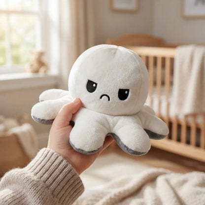Double-Sided Octopus Plush Toy - Reversible Purple & Blue Flip Stuffed Animal with Embroidered Details