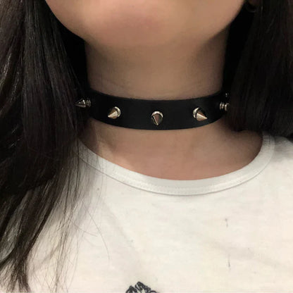 Harajuku Punk Rock Gothic Choker Necklace – PU Leather Heart Lock, Key, Spike Collar, Cosplay Accessories for Women