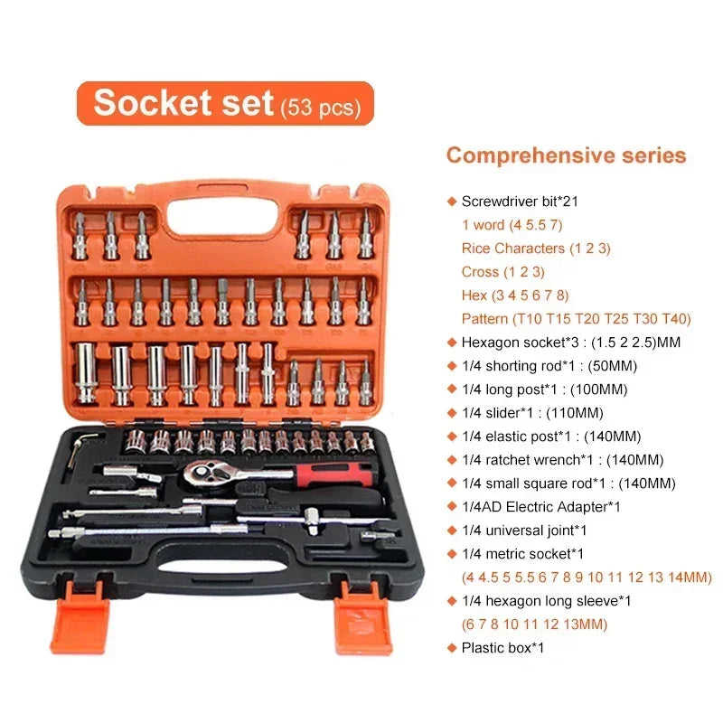 Motorcycle Tool Kit Set - 150/46PCS Ratchet Wrench Socket Set for Auto Repair & Maintenance