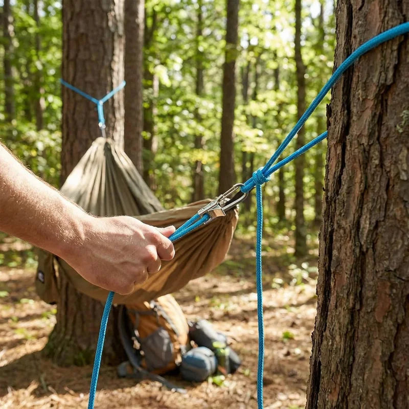 Rope Tying Tool & Tensioner - Heavy Duty Retractable Buckle with Roller for Camping, Hiking & Outdoor Gear