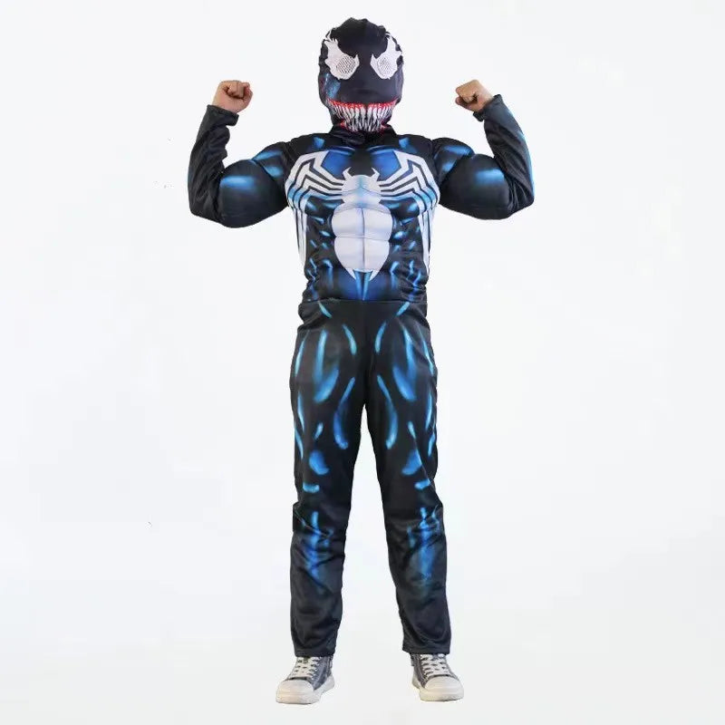 Kids Venom Spider Superhero Costume - 3D Spandex Jumpsuit Bodysuit for Halloween Cosplay & Parties