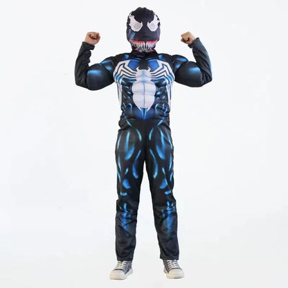 Kids Venom Spider Superhero Costume - 3D Spandex Jumpsuit Bodysuit for Halloween Cosplay & Parties