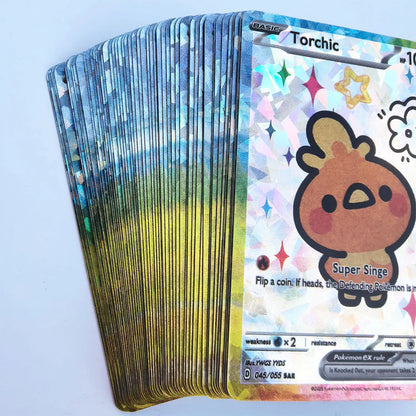 55PCS Shiny Holographic DIY Pokémon Anime Collection Cards Set – Cute Classic Gengar & Charizard Trading Cards Pack