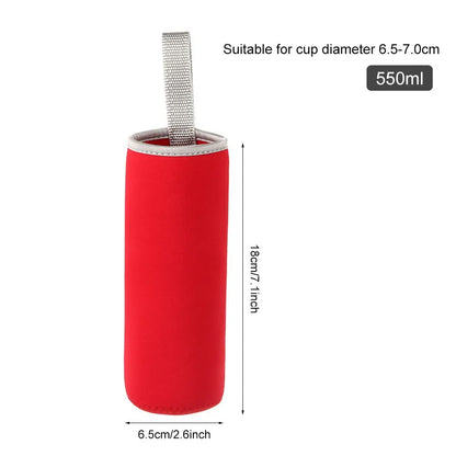 550ml Portable Neoprene Vacuum Cup Sleeve - Water Bottle Cover Insulator Bag for Glass Bottles - Sport Camping Accessory