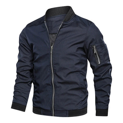Men’s Lightweight Windbreaker Jacket - Spring Autumn Casual Zip-Up Sports Coat with Pockets