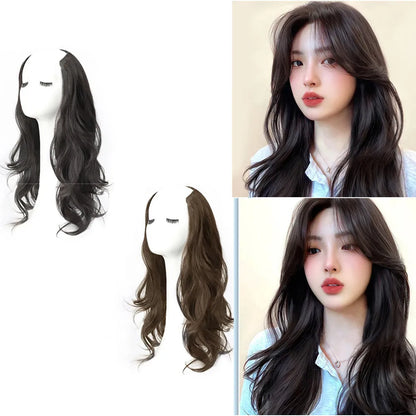 Synthetic Long Curly V-Shaped Wig – Seamless, Voluminous Hair Extension for Women