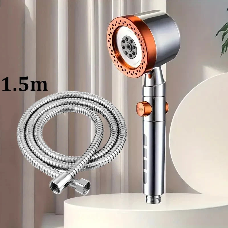 High Pressure Water Saving Shower Head - 5 Mode Handheld Bathroom Filter Spray with One Button Stop Function
