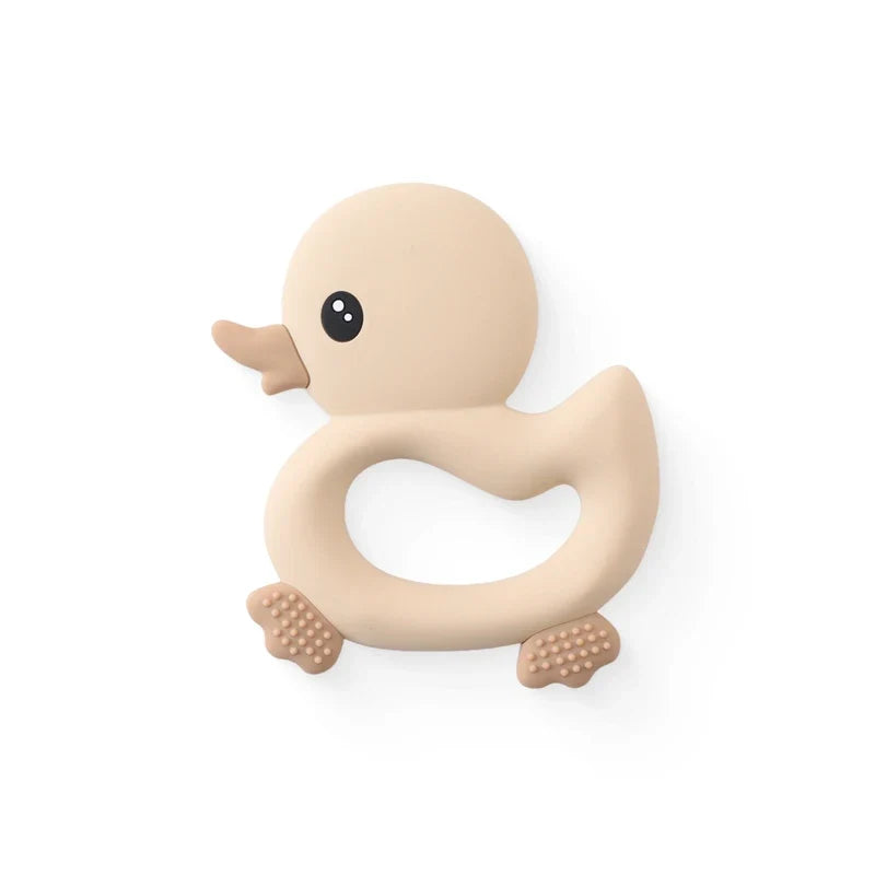 Baby Silicone Teether Toy - Cartoon Rattle Gum Relief Infant Teething Accessory for 0-12 Months