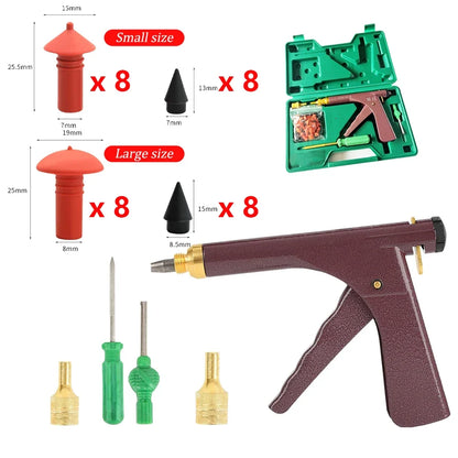 Professional Tubeless Tire Repair Kit - Heavy Duty Puncture Plug Gun with Mushroom Plugs for Car & Motorcycle