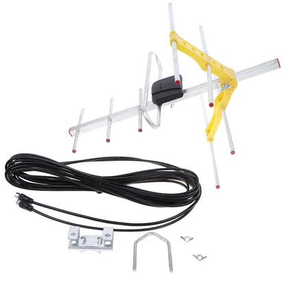 100 Mile Amplified Yagi TV Antenna - Long Range HD UHF/VHF/FM HDTV Signal Receiver