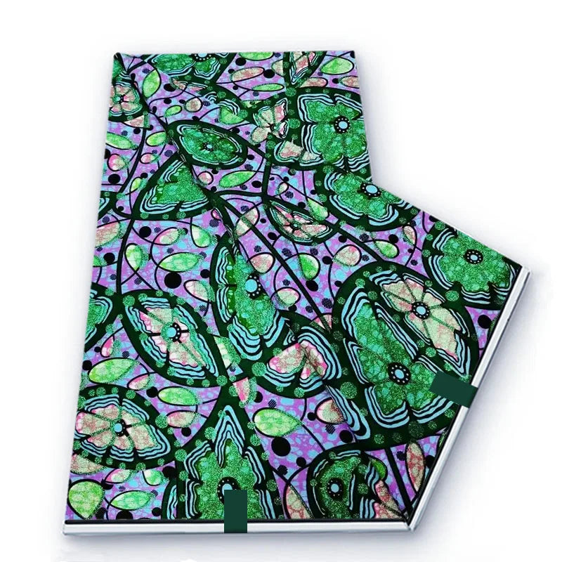 Grand African Glitter Wax Fabric - 6 Yards Soft Cotton Ankara Print Material for Nigerian Clothing