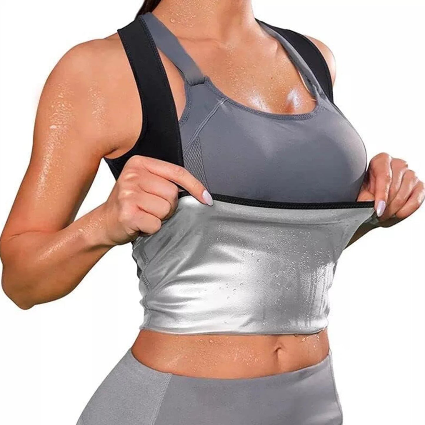 Women's Sauna Sweat Vest - Slimming Workout Sauna Shirt with Hot Sweat Effect & Faja Compression Fit
