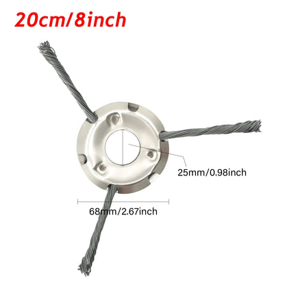 LUSQI Steel Wire Wheel Grass Trimmer Head – 6/8/9 Inch Universal Brush Cutter Attachment for Weed, Moss & Rust Removal for Straight Shaft Trimmers