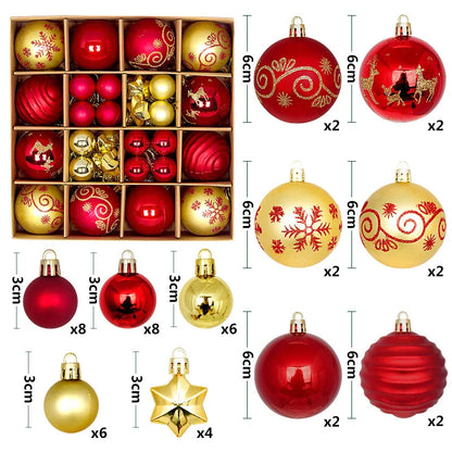 Christmas Ball Ornament Set – Large Xmas Tree Hanging Pendants with Snowflake Design for Home Decor & 2025 New Year Party Gifts
