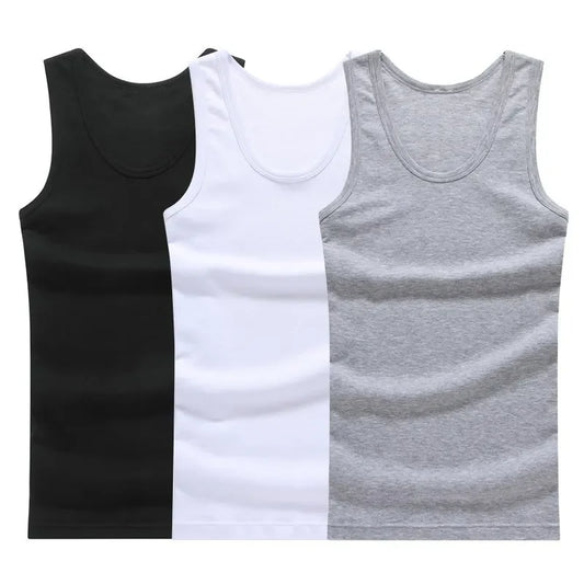 Men's Plus Size Cotton Vest - Comfortable Solid Color Sleeveless Sports & Fitness Undershirt