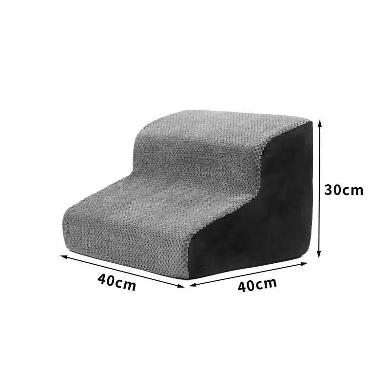 Pet Stairs with Memory Foam - Non-Slip Washable 2 or 3 Step Ramp for Dogs & Cats