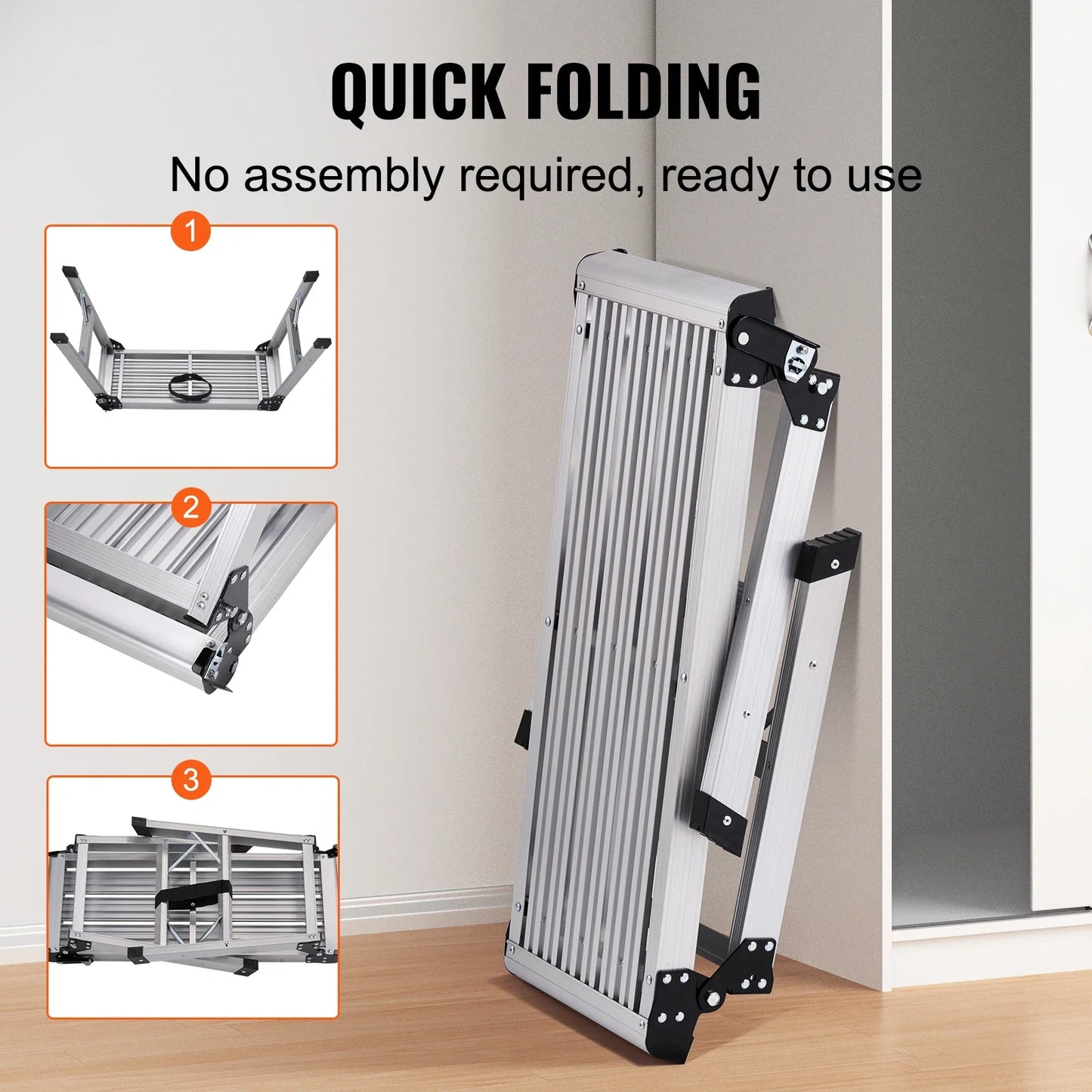 SucceBuy Folding Work Platform & Aluminum Drywall Stool – Heavy Duty Ladder with 330lb Load Capacity & Non-Slip Feet