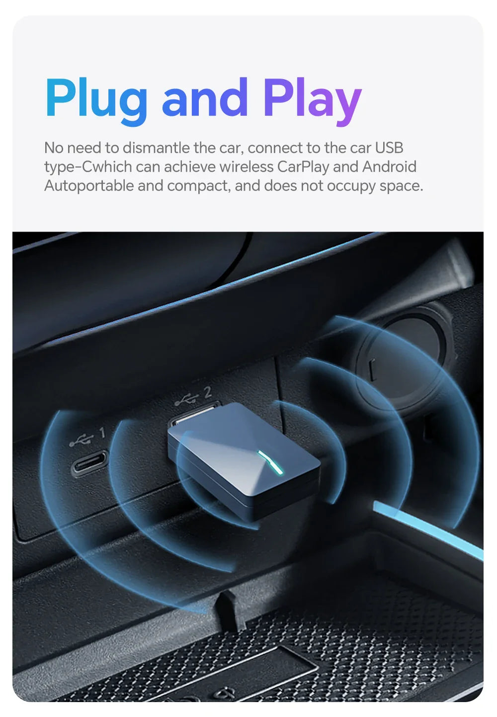 2025 2 in 1 Wireless CarPlay & Android Auto Adapter – Plug & Play USB for Mazda, Haval, Kia, Volvo, Audi, VW
