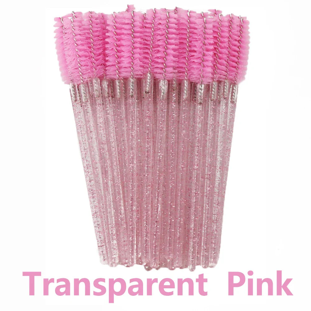 ANNAFRIS 50pcs Disposable Eyelash & Eyebrow Brushes — Soft Crystal Lash Extension Mascara Wands Makeup Tools
