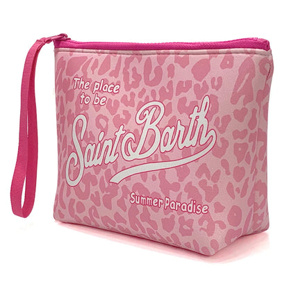 S-Saint B-Barth Striped Neoprene Zip-Up Clutch – Unisex Cosmetic & Toiletry Makeup Bag for Women