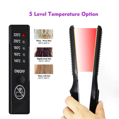 2-in-1 Ceramic Hair Straightener & Curler - Professional Flat Iron for Short Hair, Women, Men & Beard Styling