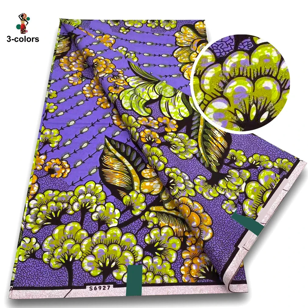 African Golden Wax Fabric - Glitter Gold Print Batik Ankara Pagne Material for Women