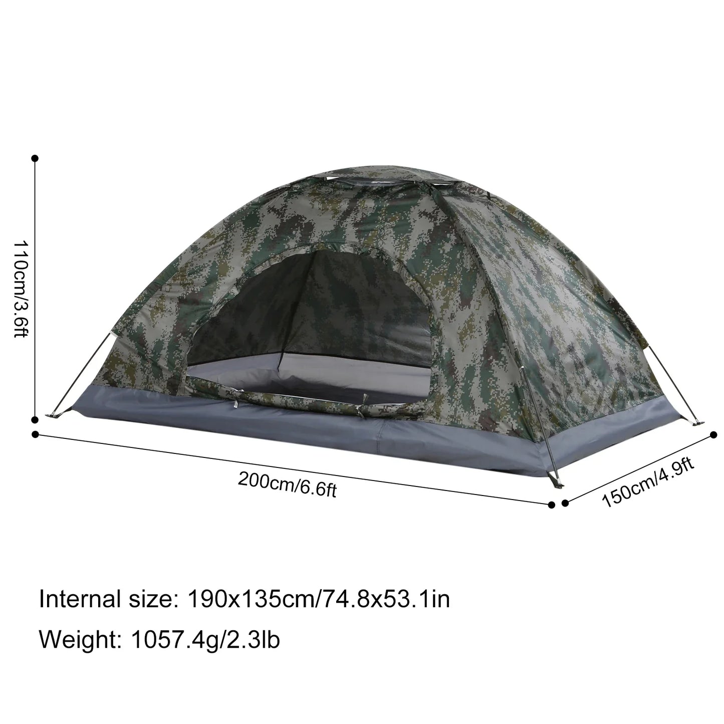 Tomshoo Ultralight Camping Tent – 1/2 Person Single Layer Portable Hiking Tent, Anti-UV Coating UPF 30+ for Outdoor, Beach, and Fishing Use