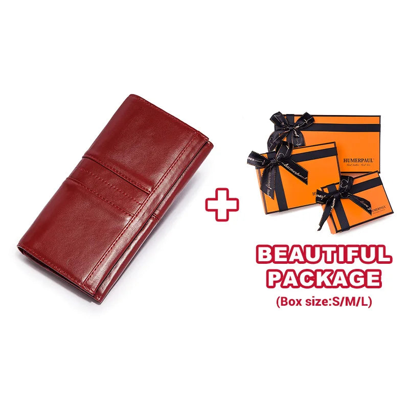 Women’s Genuine Leather Clutch Wallet – RFID Blocking Phone Purse with Zipper Pocket & Card Holder