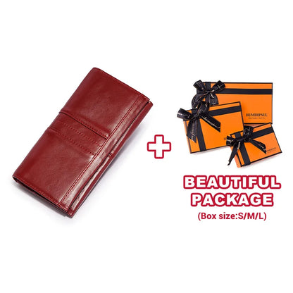 Women’s Genuine Leather Clutch Wallet – RFID Blocking Phone Purse with Zipper Pocket & Card Holder