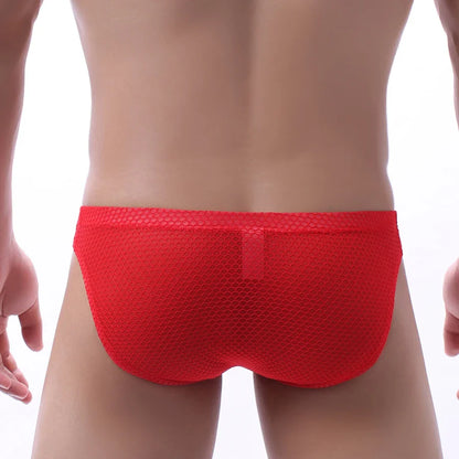 Men’s Mesh Boxer Briefs D4011 – Breathable Sports Underwear, Low Waist Solid Color Large Trunks Comfort Fit